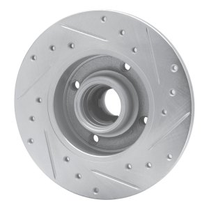 Volkswagen Corrado Brake Rotor (1) - Rear Left - R1 Concepts - Drilled & Slotted - Silver - `85-`02